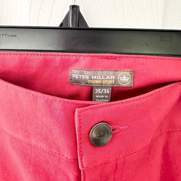 Peter Millar Crown Sport EB66 Performance Five Pocket Red Golf Trouser Pants 35 - Picture 7 of 13